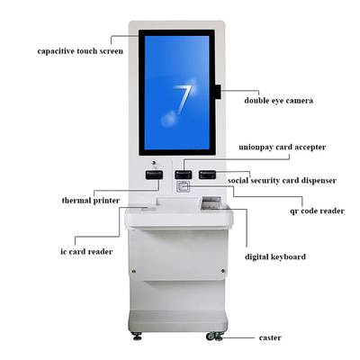 کیوسک بلیت خود سرویس 32 اینچی دستگاه پخش کننده کارت صفحه لمسی ایستاده روی صفحه نمایش کیوسک QR Code Reader